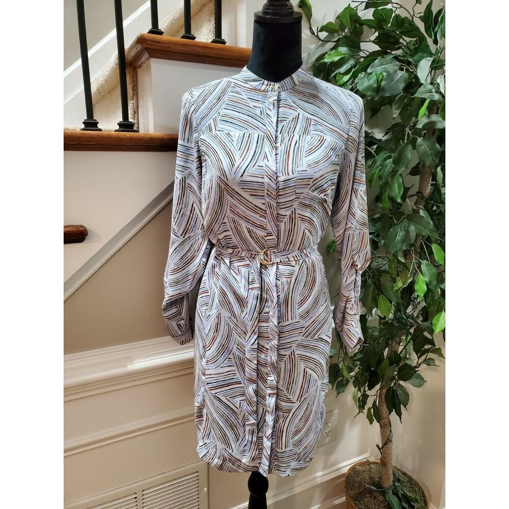 APT.9 Women's Multicolor Polyester Long Sleeve Mock Neck Knee Length Dress Small